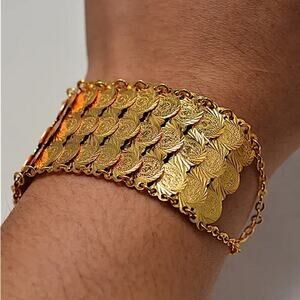 Gold Coin Charm Bracelet Gold Plated 18K